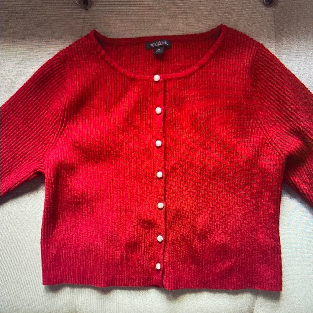 Red Button-Up Women's Sweater